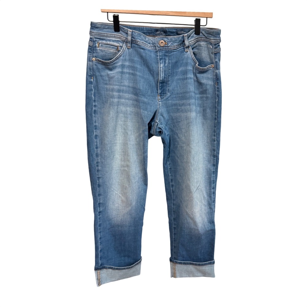 J Jill High Rise Straight Leg Ankle Jeans 14 Blue Excellent Stretch Denim - Picture 1 of 6